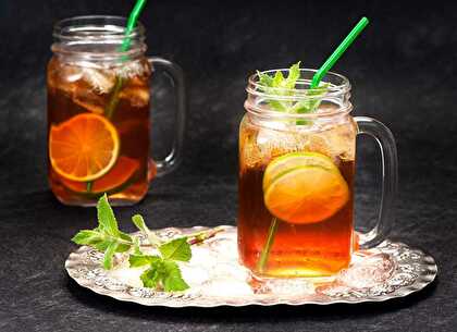 Iced tea mint honey and lime