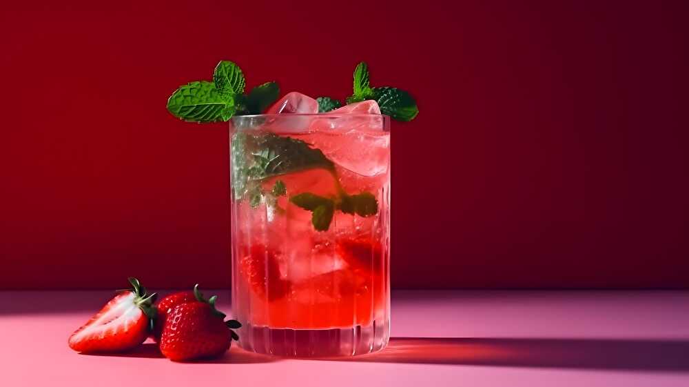 image Refreshing Non-Alcoholic Strawberry and Mint Cocktail