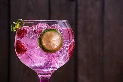 Pink Raspberry and Lime Gin Tonic