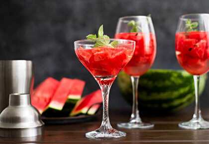 Gin, Watermelon, and Basil Cocktail