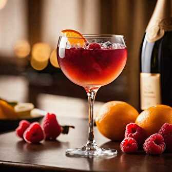 Sparkling Cognac and Raspberry Cocktail